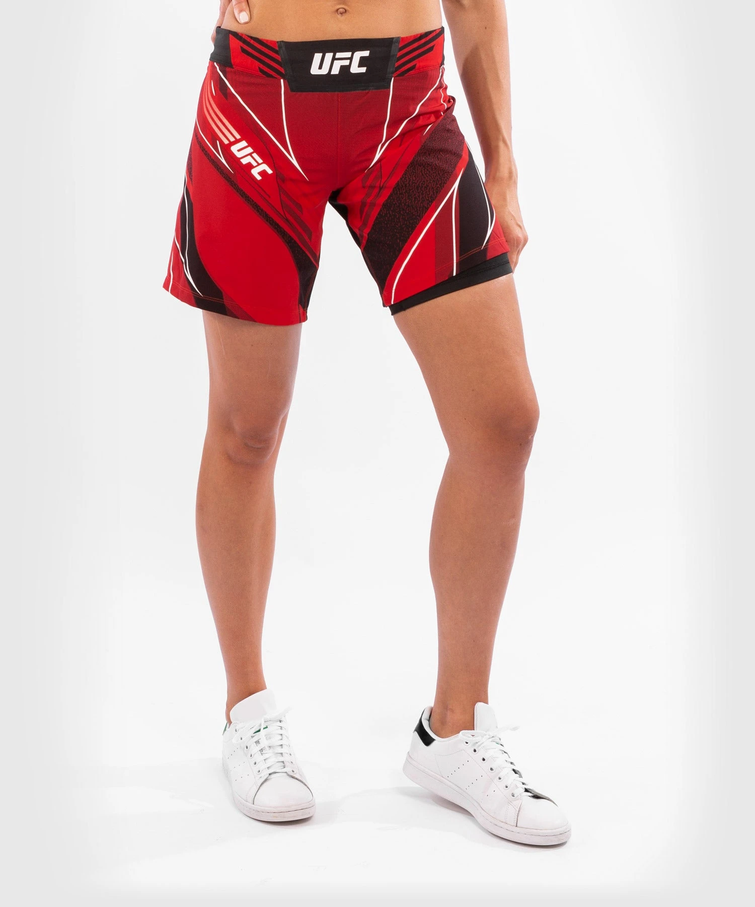 UFC Venum Authentic Fight Night Women's Shorts - Long Fit - Red - Image 4