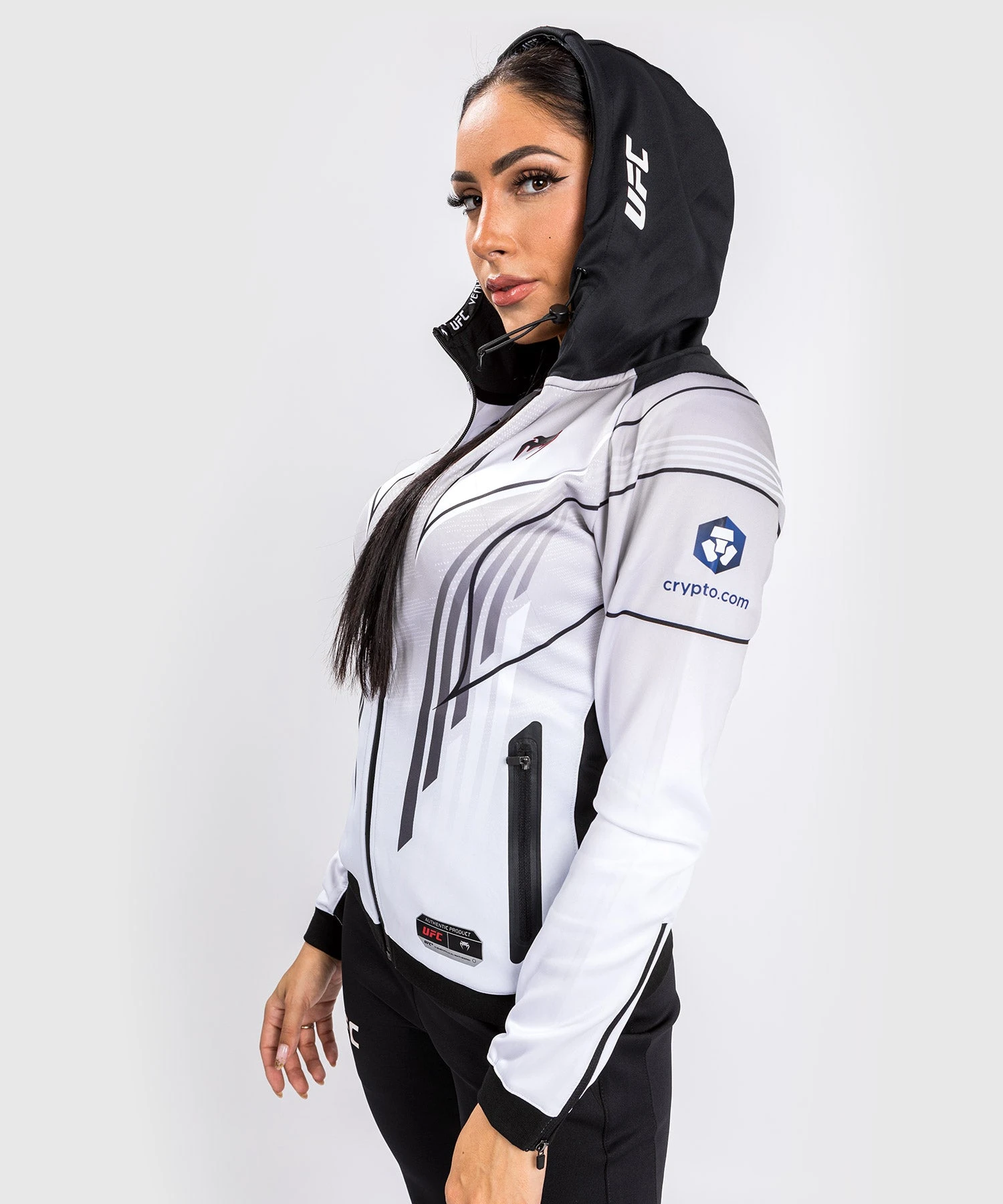 UFC Venum Authentic Fight Night 2.0 Women's Walkout Hoodie - White - Image 2