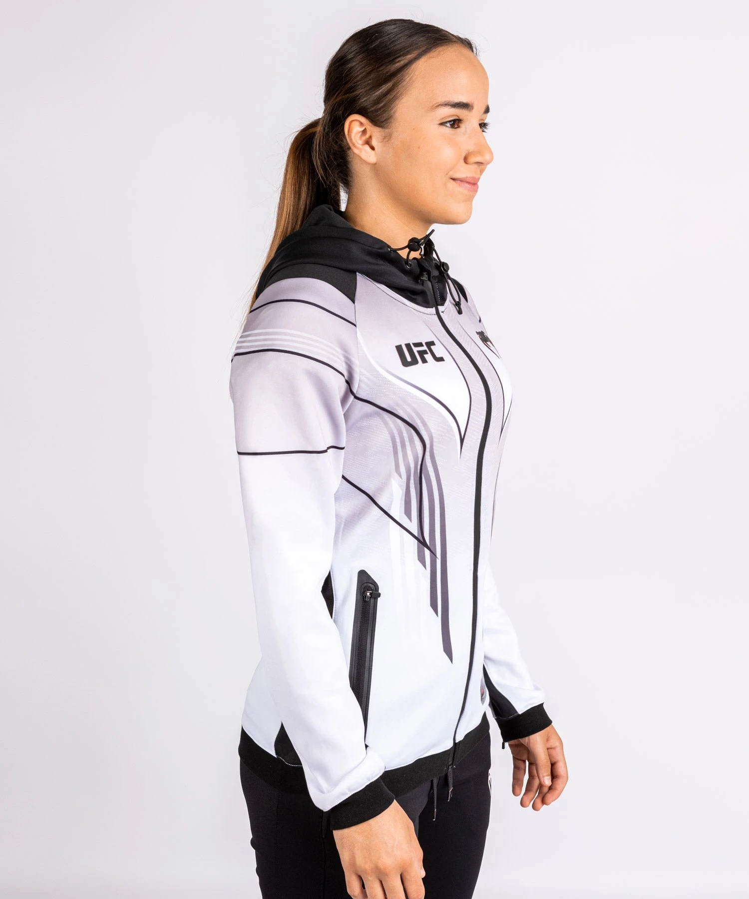 UFC Venum Personalized Authentic Fight Night 2.0 Women's Walkout Hoodie - White - Image 2