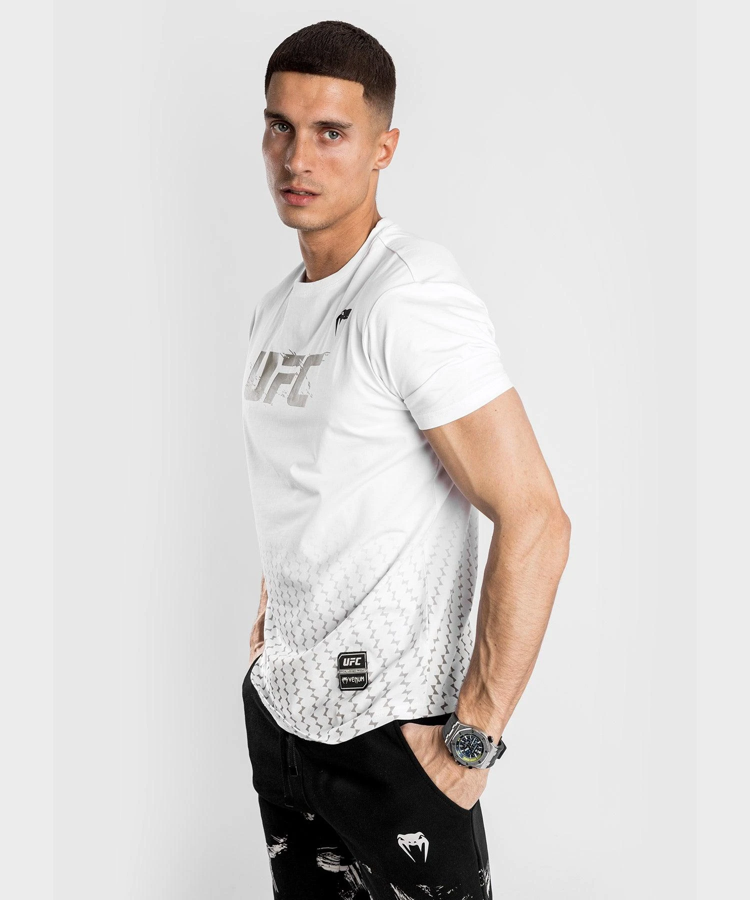 UFC Venum Authentic Fight Week Men's 2.0 Short Sleeve T-Shirt - White - Image 2