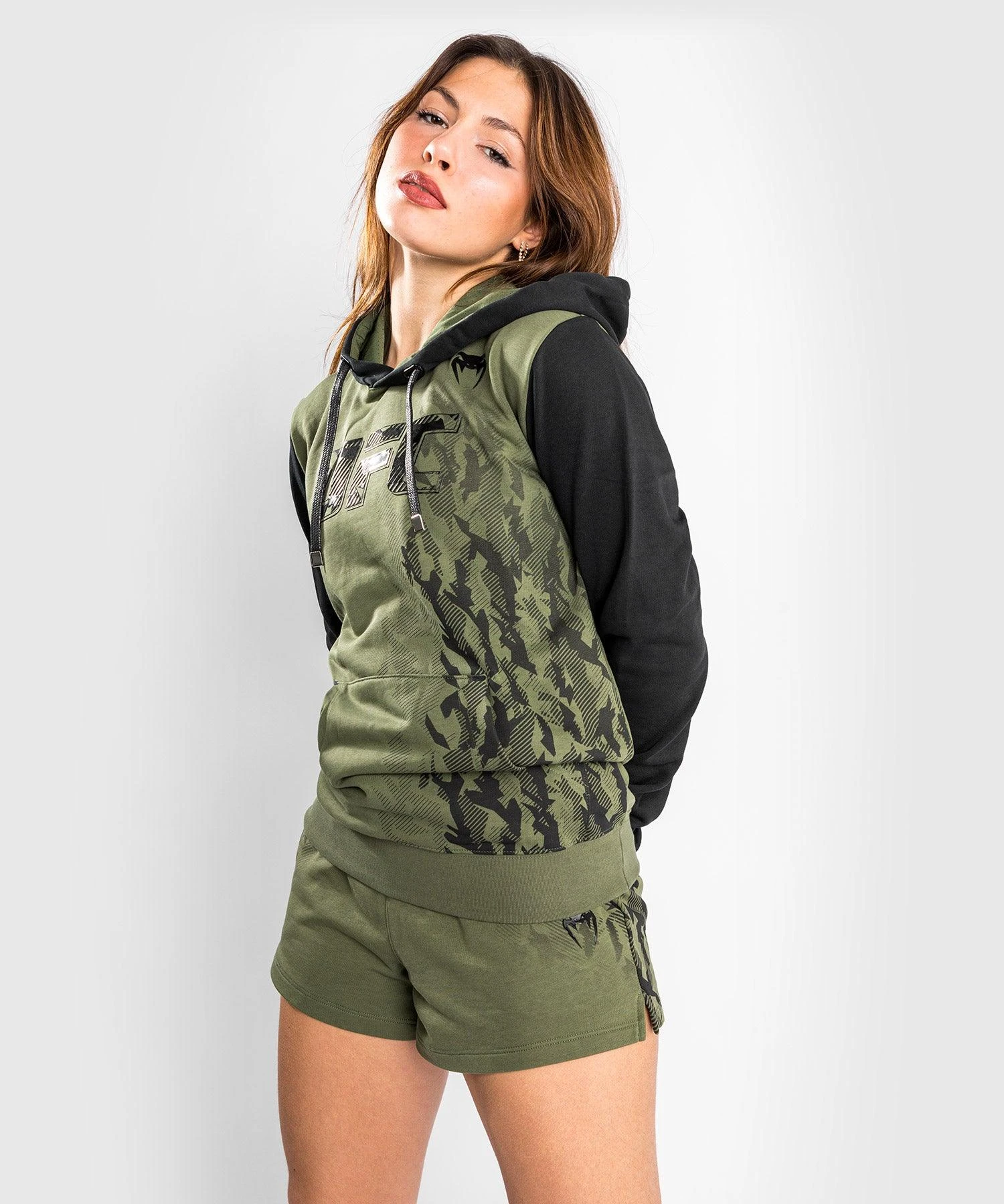 UFC Venum Authentic Fight Week Women's Pullover Hoodie - Khaki - Image 2