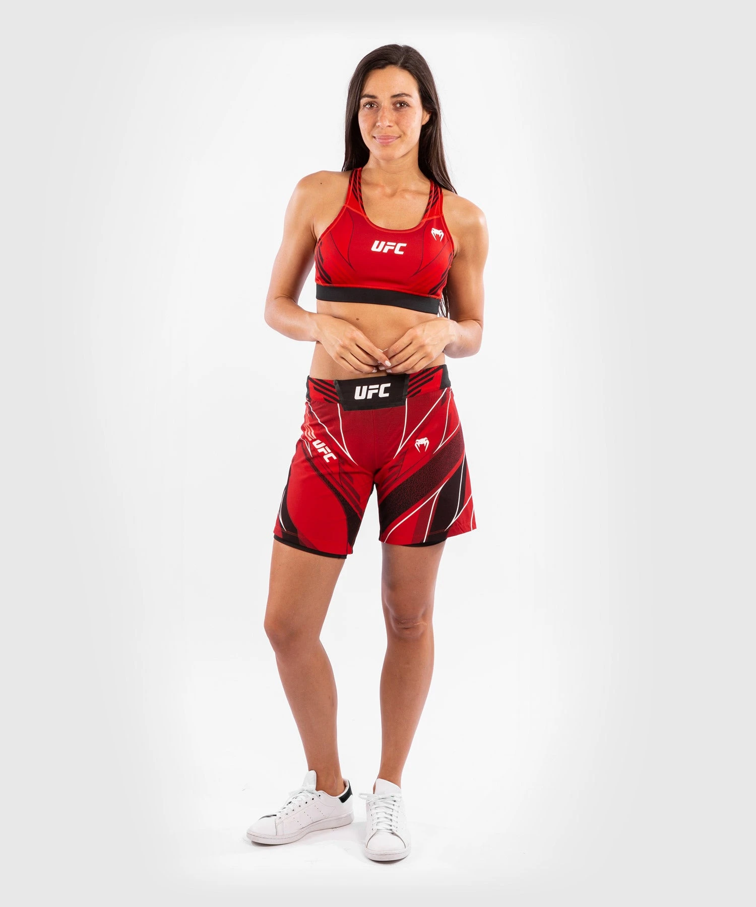 UFC Venum Authentic Fight Night Women's Shorts - Long Fit - Red - Image 8