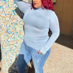 The Salted Hippie Boutique Sheerly Chic Mock Neck Top