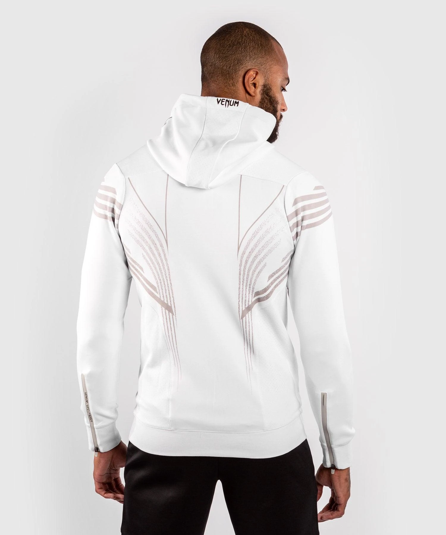 UFC Venum Personalized Authentic Fight Night Men's Walkout Hoodie - White - Image 3