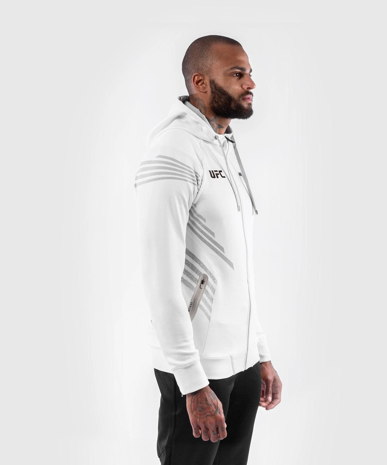 UFC Venum Personalized Authentic Fight Night Men's Walkout Hoodie - White - Image 2