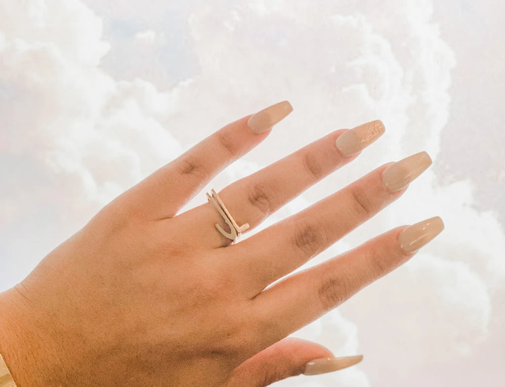 The Salted Hippie Boutique Initial Brass Metal Ring - Image 2