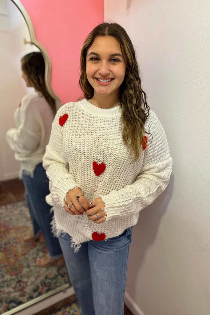 The Salted Hippie Boutique Fluttering Hearts Knit Sweater - Image 3