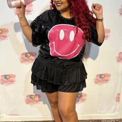 The Salted Hippie Boutique Smiley B-Day Sequin Top